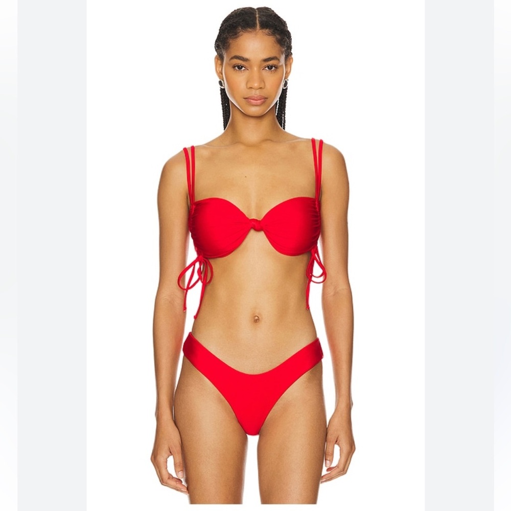 LPA Red Bikini Set - Double Strap Top & V-Cut Bottom